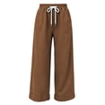 thumbnail image 4 of Zpanxa Wide Leg Sweatpants Women Elastic Drawstring Waist Loose Fit Solid Color Casual Lounge Athletic Trousers, 4 of 5