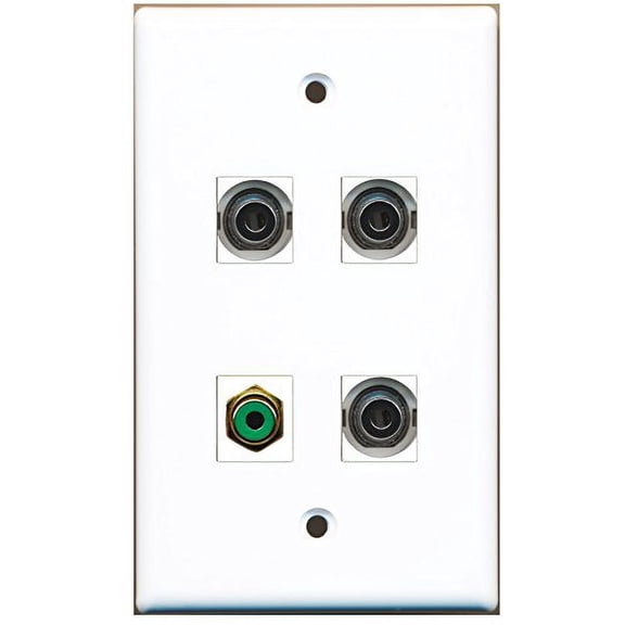 RiteAV - 1 Port RCA Green 3 Port 3.5mm Wall Plate