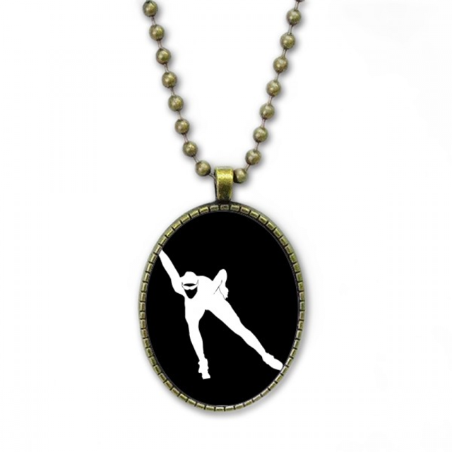 Invierno patinando Sport Negro silueta Collar Colgante de cadena vintage Colección de joyas colgantes Unbranded M