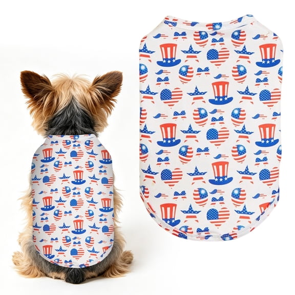 4th of July Dog Shirt Flag Clothes,Patriotic Pet Clothes Independence Day Dog Outfit Summer Clothing for Small Medium Large Dogs,L
