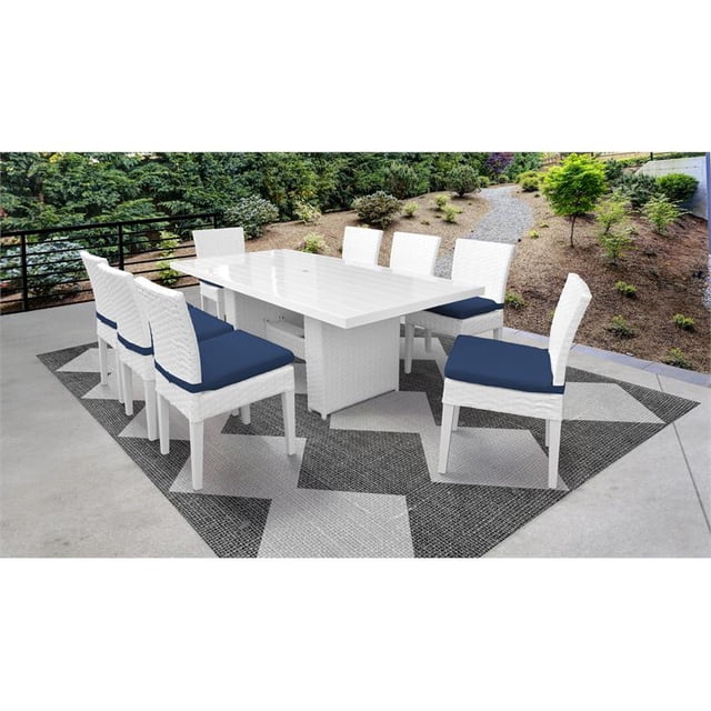 Miami Table à Manger Rectangulaire pour Patio Extérieur avec 8 Chaises Sans Accoudoirs