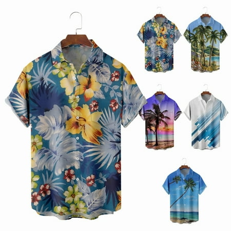

Boys Short Sleeve Polo Shirts Lapel Print Slim-Fit Tops For Men Boys