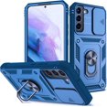 thumbnail image 1 of HTOOO for Samsung Galaxy S22 Case with Slide Camera Cover & Magnetic Kickstand, Military Grade Shockproof Cell Phone Case for Samsung Galaxy S22 3 in 1 Blue, 1 of 6