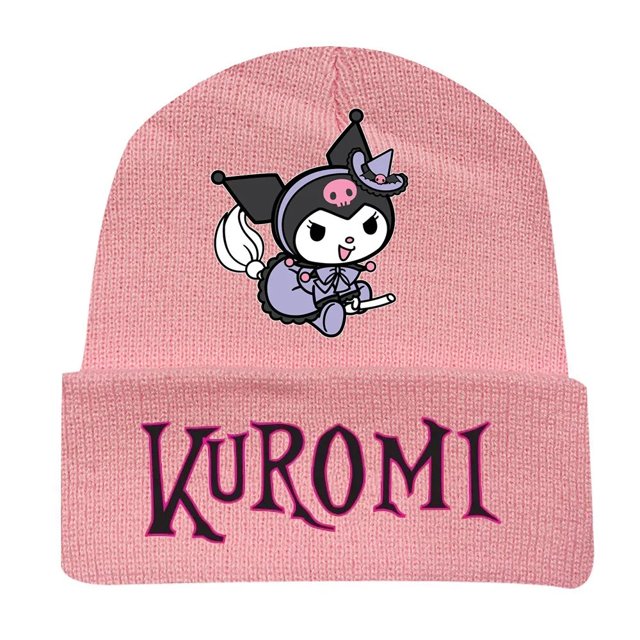 Gorro de punto Sanrio Hello Kitty, gorro de lana Kuromi My Melody de Anime, gorros de abrigo Kawaii bordados a la moda Y2K para niñas, Otoño/Invierno