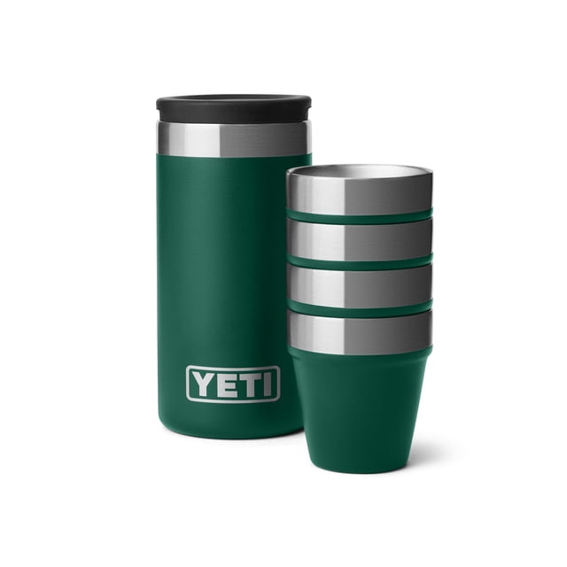Gafas de chupito YETI Black Forest Green, 50 ml, juego de 4 con funda