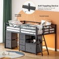 thumbnail image 4 of UIOWIO Full Loft Bed with 6 Storage Drawers & Shelf, Loft Bed with LED Lights & Play Curtain, Metal Loft Bed Frame with Ladder & Safety Guardrail, Black, 4 of 9