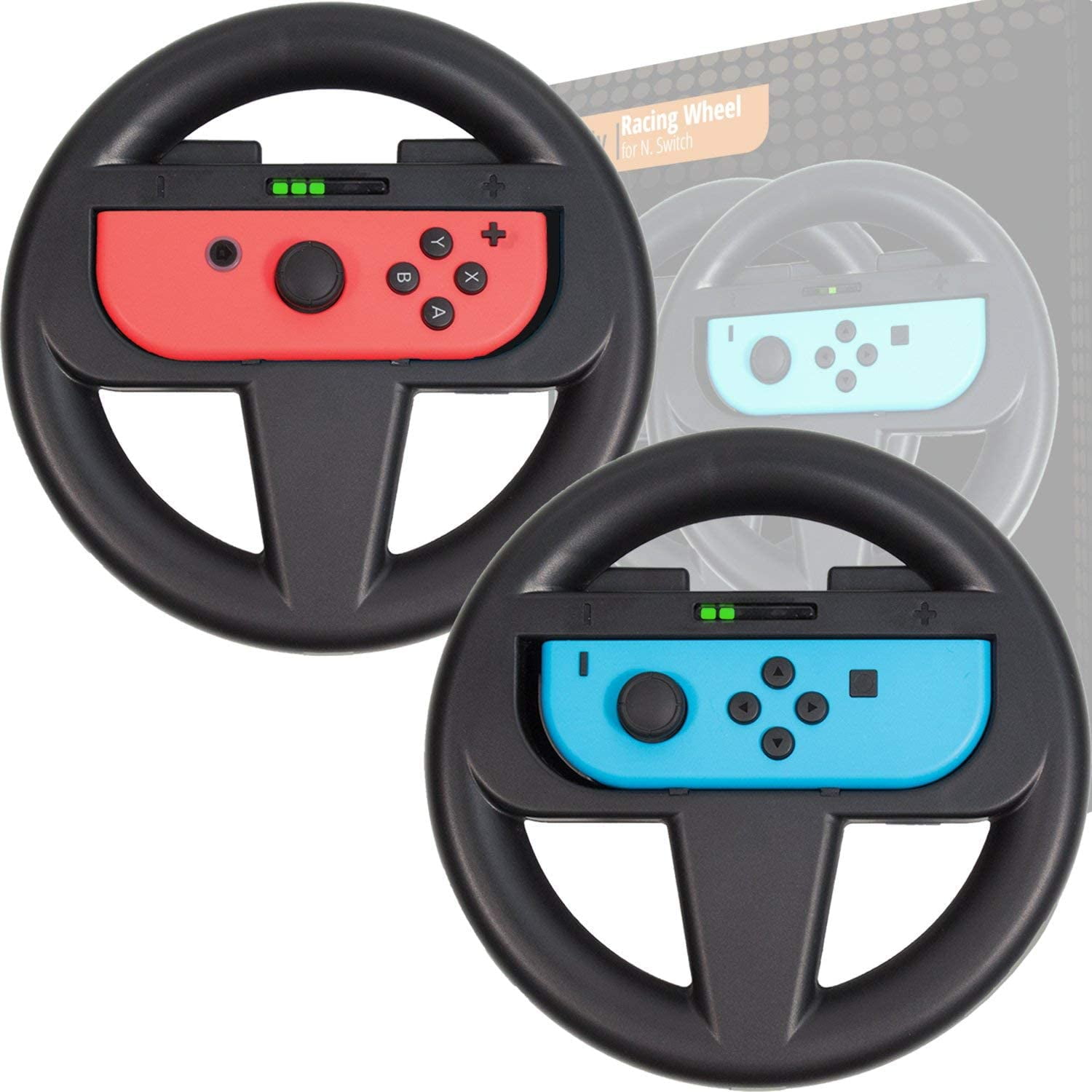 Orzly Steering Wheels for Nintendo Switch JoyCons, Racing Wheels for Mario Kart 8 Deluxe