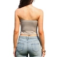 thumbnail image 3 of Top sin tirantes para mujeres, casual de verano, tejido, crop, color caqui claro, 3 of 6