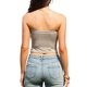 thumbnail image 3 of Top sin mangas para mujeres, casual de verano, crop top de punto para salir, XS color caqui claro, 3 of 6
