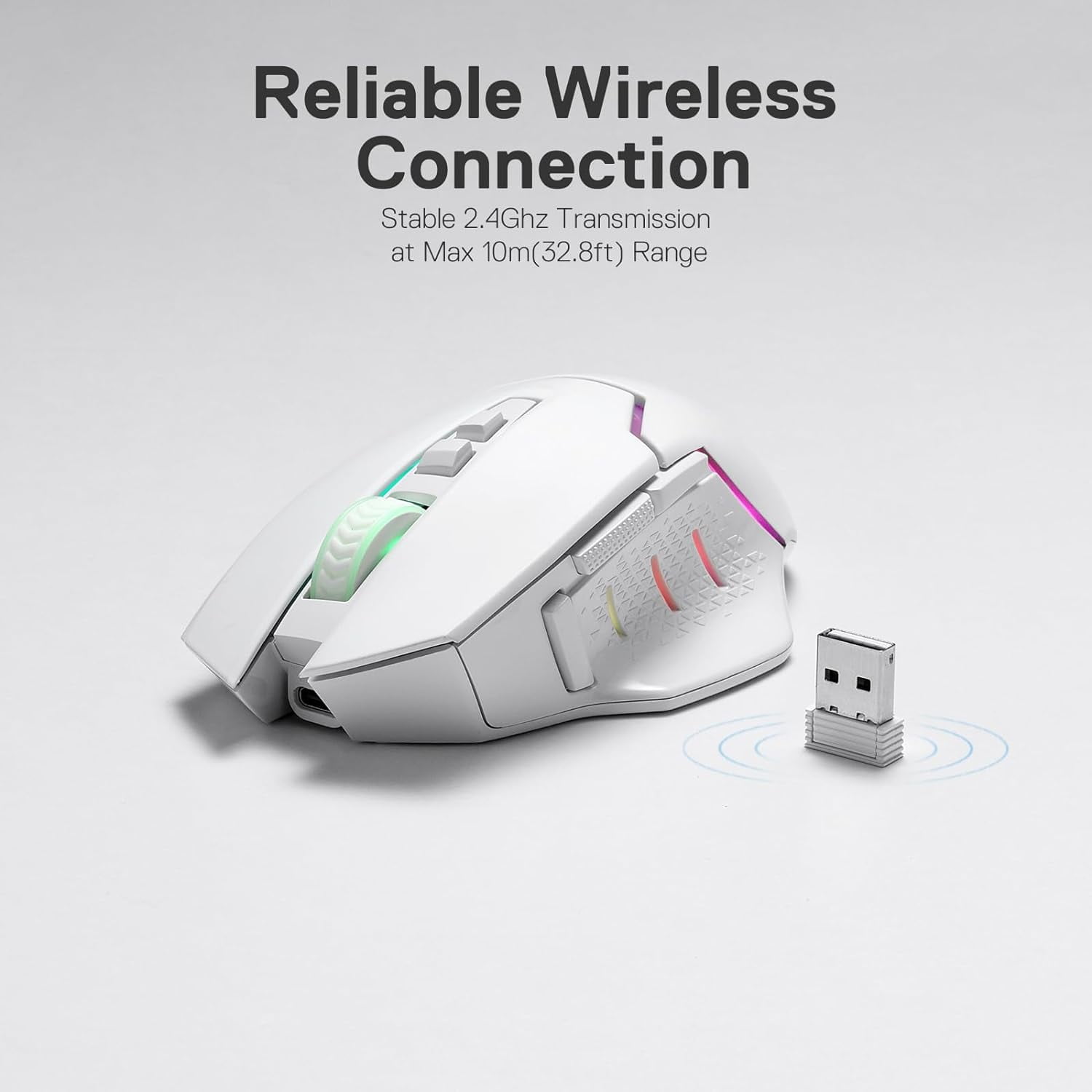 Redragon M690 PRO Wireless Gaming Mouse 8000 DPI Wired Mouse Rapid Fire Key 8 Macro Buttons for PC/Mac/Laptop, Black/White Mouse