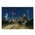 thumbnail image 2 of Urban Cutting Board, Image of Atlanta Skyline Twilight with Highway Buildings Skyscrapers Blurred Motion, Decorative Tempered Glass Cutting and Serving Board, Large Size, Multicolor, by Ambesonne, 2 of 5