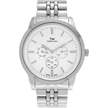 Territory Men's Chronograph Round Face Link Bracelet Fashion Watch, Silver