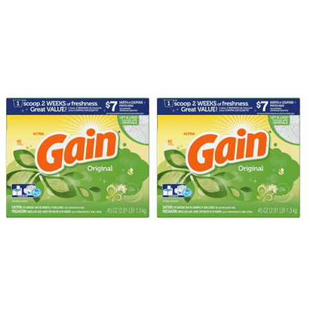 (2 pack) Gain Laundry Detergent Powder, Original, 40 Loads 45