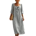 thumbnail image 2 of YuXingFu Wedding Guest Dresses for Women formal Maxi Crew Neck Plus Size Womens Dress Long Sleeve for Beach Long Casual Summer Gray L, 2 of 9