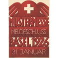 thumbnail image 2 of Robert Stöcklin 11x14 Gold Ornate Wood Frame and Double Matted Museum Art Print Titled - Mustmesse Basel 1926, Registration Deadline January 31 (1926), 2 of 4
