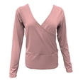 thumbnail image 4 of QASIEATN Sweatshirt for Graceful Ladies Fashion, Fisoew Sexy Deep V Neck Long Sleeve Wrap Top Slim Fit Thin Jumper Knit, Womens Fall Tops, 4 of 4