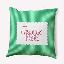 20" x 20" Simply Daisy Joyeux Noel Ticking Polyester Accent Pillow, Bright Green Qty 1