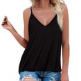 thumbnail image 2 of DuoJiaJ Women Casual Summer V-Neck Camis Top Solid Color Blouse Spaghetti Strap Camisole Top Summer Tank Tops Women Black XL, 2 of 2