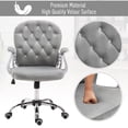 thumbnail image 3 of Grey Velvet Office Chair with Adjustable Height & Tufted Back - Comfortable Computer Desk Task Chair for Home Office & Workspace (23.4" x 23.8" x 40.6"), 3 of 7
