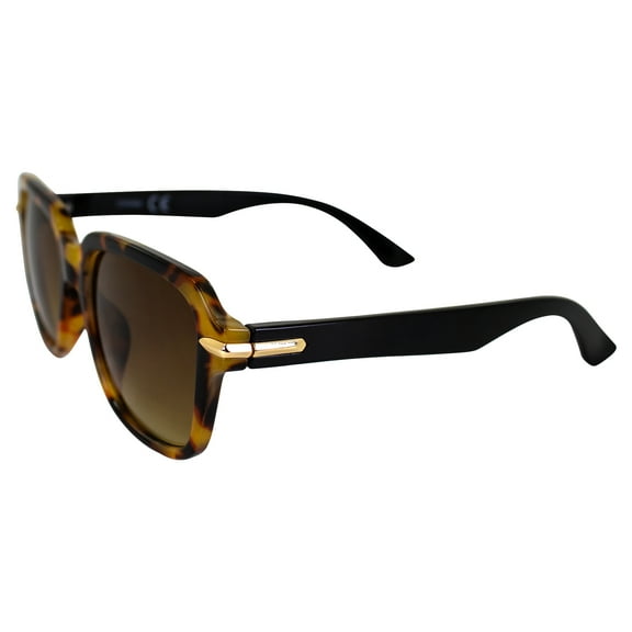 AlterImage Sunset Fashion Retro Sunglasses for Women Tortoise Frame w/Gold Metal Accent & Gradient Brown Lenses