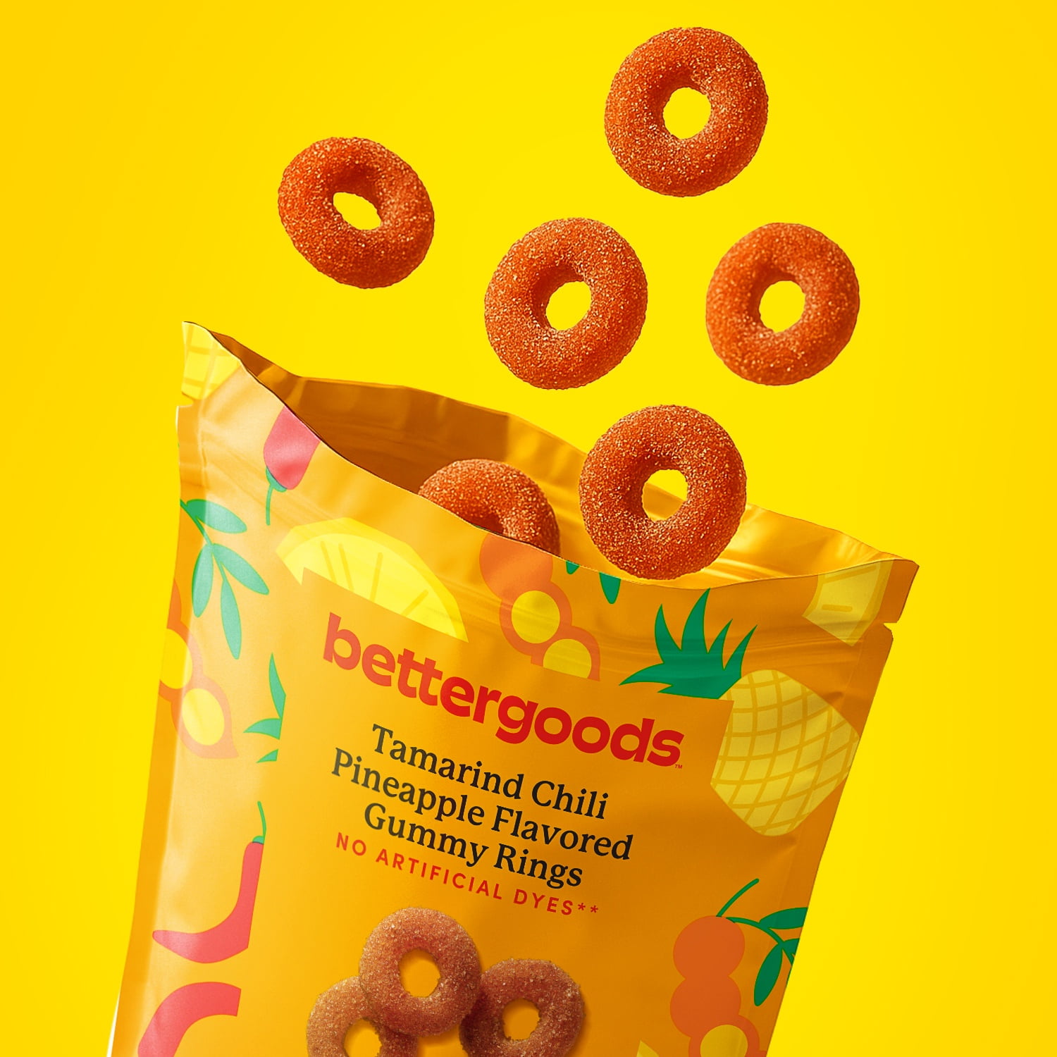 bettergoods Pineapple Chili Tamarind Flavored Gummy Rings, 6 oz