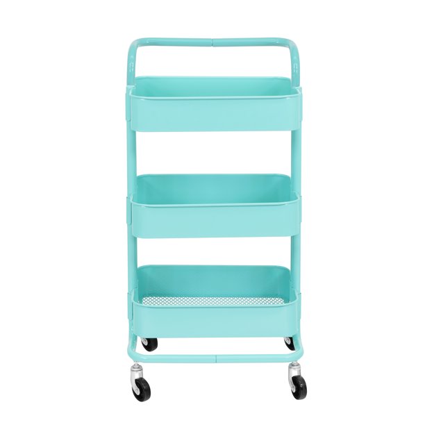Carrito Organizador Multiusos Onof Onof CAMAA De Metalico 3 Niveles C/ Agarradera Color Turquesa