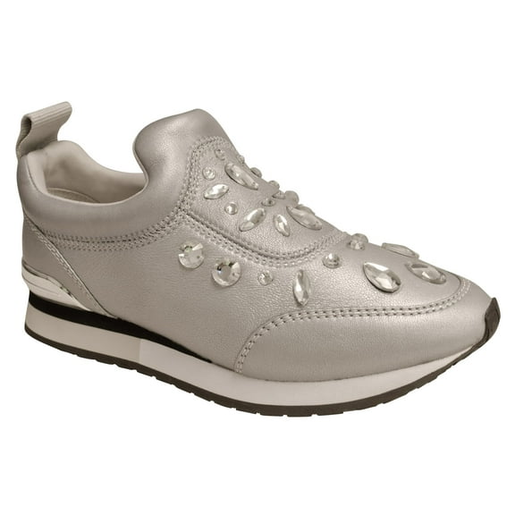 Tory Burch Women's Laney Embellished Slip-On Fashion Sneakers 6 M US Silver