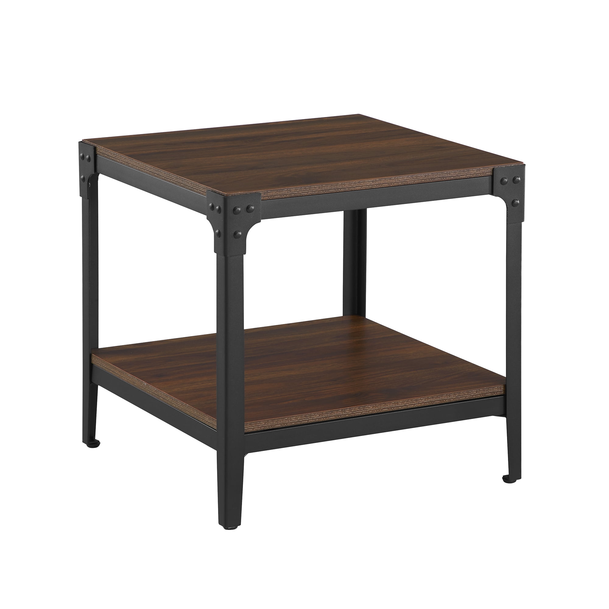 Woven Paths Wilson Riveted End Tables, Set of 2, Dark Walnut