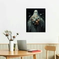 thumbnail image 2 of JRXY Halloween Ghost Canvas Wall Art Funny Cute Ghosts Holding Flower Poster Dark Academia Spooky Room Decor Aesthetic Gothic Art Print Painting 16x20in 12x16 in, 2 of 4
