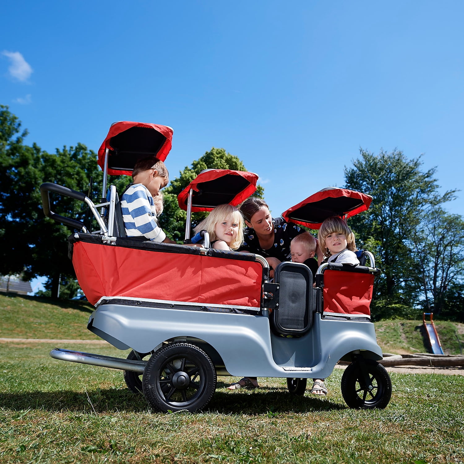 Poussette chariot quadruple kiddy bus tortue 4 places Winther
