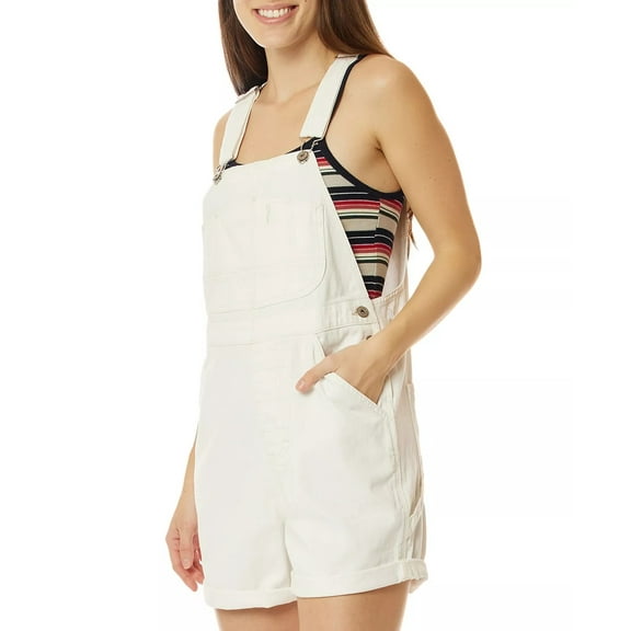 Unionbay Juniors’ Mario Cotton Shortalls, White, Medium