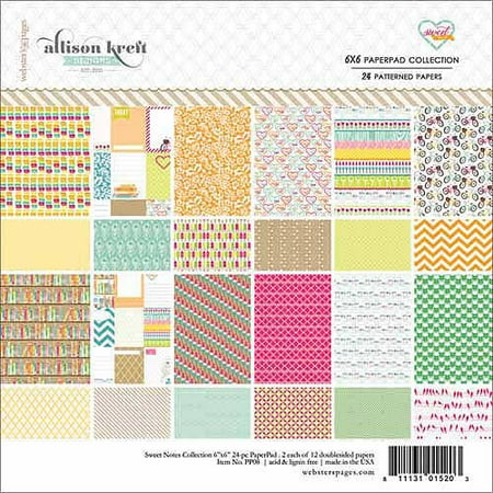 Webster's Pages Sweet Notes Collection Pad, 6" x 6", 24/Sheets, 12 Double-Sided Designs/2 Each