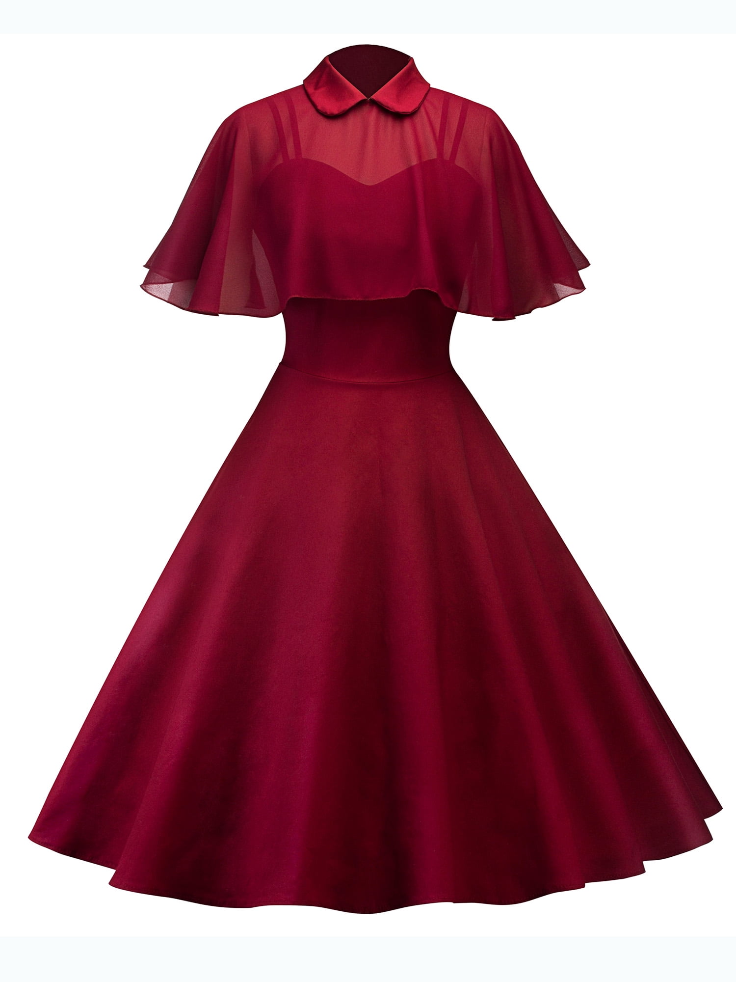 Sexy Dance - Women 1960s 50s Vintage Style Dress Solid Color Housewife