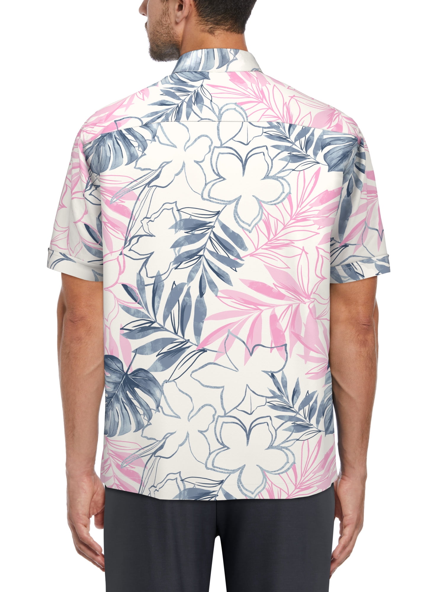 Cafe Luna Men's and Big Men's Tropical Flower Print Short Sleeve Shirt, Sizes S-5XL