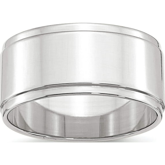 10K White Gold 10Kw 10mm Flat With Step Edge Band Size 13 Made In United States 1wfle100-13