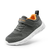 DREAM PAIRS Kids Boys Girls Fashion Sneakers Running Shoes Knit Athletic Shoes KD18001K Grey/Orange Size 11 Little Kid