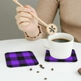 thumbnail image 6 of Kll Square Drink Coasters Set Of 4,Pu Leather Absorbent Coasters Set Decorative Coffee Cup Coasters Housewarming Gift For Home Decor-Purple Buffalo Plaid, 6 of 9