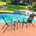 thumbnail image 3 of Costway 3 PCS Patio Rattan Bistro Set High Backrest Armrest SideTable Mix Brown, 3 of 10