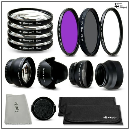 52mm Accessory Kit for DSLR Camera Lenses with Wide Angle and Telephoto Lenses Plus Filter Carry Pouches by Loadstone Studio WMLS1223 52mm Accessory Kit for DSLR Camera Lenses with Wide Angle and Telephoto Lenses Plus Filter Carry Pouches by Loadstone Studio WMLS1223