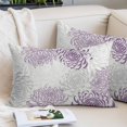 thumbnail image 2 of Purple White Pillow Covers King, Abstract Grey Chrysanthemum Flower Floral Soft Brushed Microfiber Breathable Throw Pillow Covers, Pillowcase with Zipper for Couch Sofa Bedroom Living Room 20"x36", 2 of 9