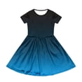thumbnail image 3 of XADYUY Girls Summer Dress Size 14-16 Casual A-Line Short Sleeve Girls Tshirt Dresses Gradient Crew Neck Sundresses Swing Dresses with Pockets,9-10Years,Royal Blue, 3 of 5
