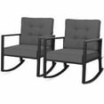 thumbnail image 1 of Gymax 2PCS Outdoor Wicker Rocking Chair Patio Rattan Single Chair Glider w/ Grey Cushion, 1 of 9