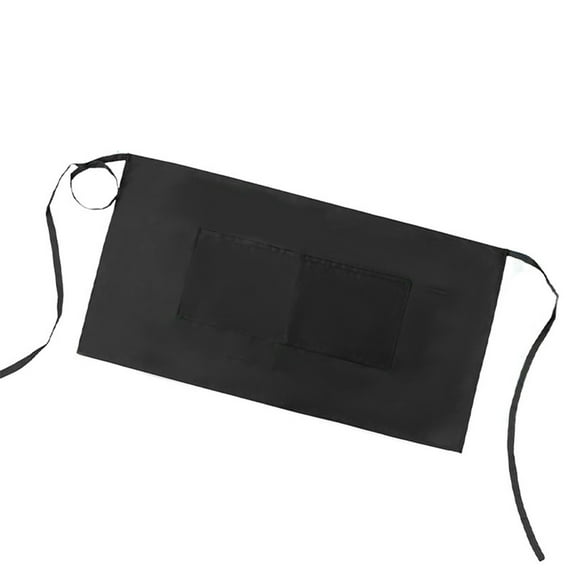 Black Half Length Apron for Waiter,Hotel,Catering,Kitchen Work,Stain-Resistant,Durable,Adjustable,Pockets,Breathable,Stylish,Protection,Easy To Clean