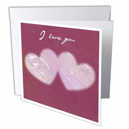 3dRose Two Hearts I love you, Greeting Cards, 6 x 6 inches, set of 12