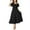 Black, variant on 2025 Summer Casual Midi Dress for Women Short Puff Sleeve Solid Color High Waist Smocked Tiered Ruffle Flowy Dresses