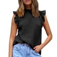 thumbnail image 1 of Camisa sin mangas con volantes de verano Blusa informal de moda de color sólido para el trabajo diario, 1 of 5
