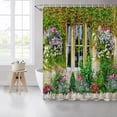 thumbnail image 4 of Spring Scenery Shower Curtains Flower Plant Vine Green Leaves House Window Courtyard Landscape Fashion Pattern Bathroom Decor Polyester Fabric Curtain Set with Hooks-72"W x 78"L (Pack of 1), 4 of 7