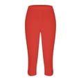 thumbnail image 5 of cocolona Womens Summer Casual High Waist Capri Leggings Solid Color Elastic Waist Workout Gym Yoga Cropped Pants, 5 of 5