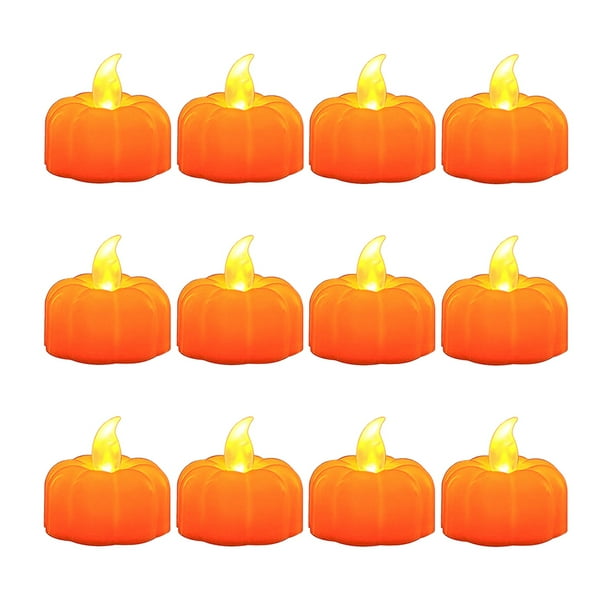 KAKOWELY 12 luces LED de calabaza para Halloween, decoración de Halloween con pilas