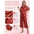 thumbnail image 5 of DAKIMOE Silk Satin Pajama Set for Women Capri Pajamas Short Sleeve Button Down Two Piece Pjs Sleepwear Soft Loungewear Nightwear, 5 of 9